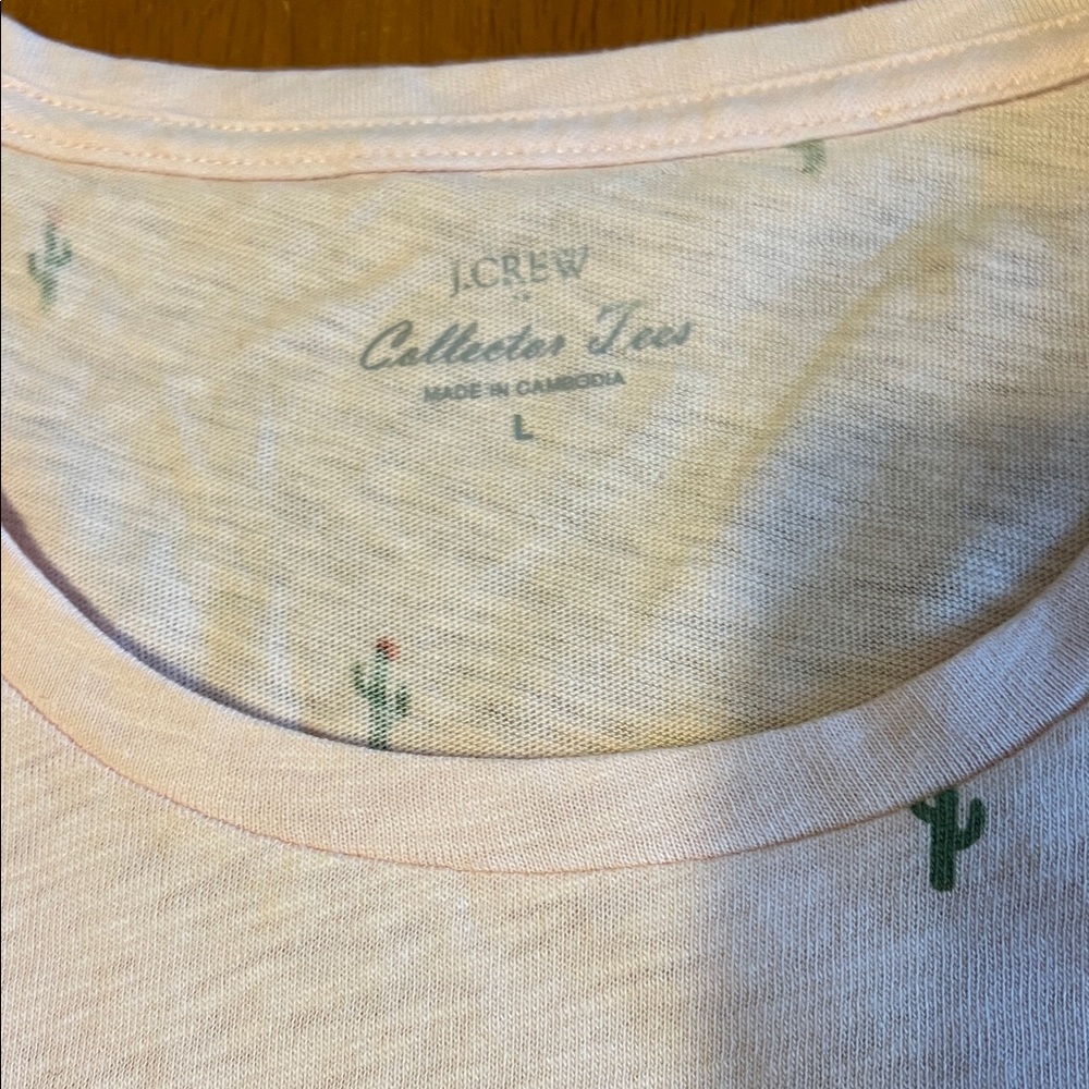 J. Crew Pink  Collectors T-Shirt with Cactus Print Size L - Picture 2 of 5